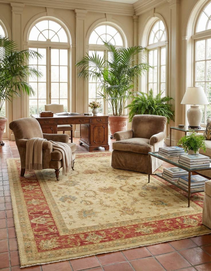 Detail image of 6' 10 x 9' 10  Hand Knotted Peshawar Ziegler Rug