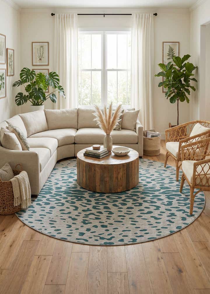 13' x 13' Easy-Clean Safari Indoor / Outdoor Round Rug