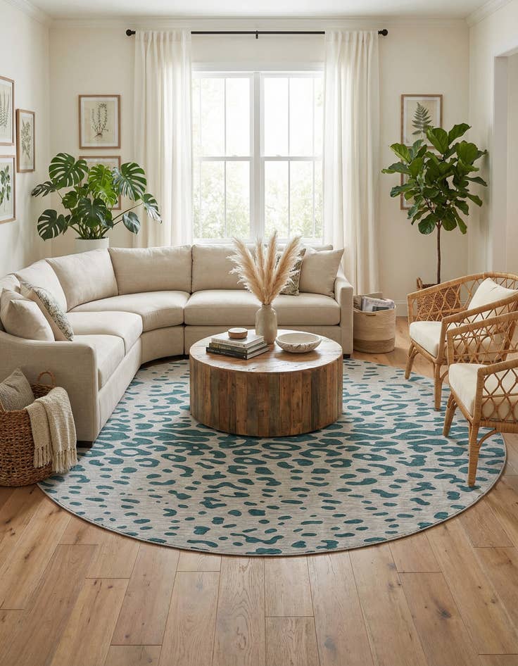 Detail image of  13' x 13'  Washable Safari Indoor / Outdoor Round Rug