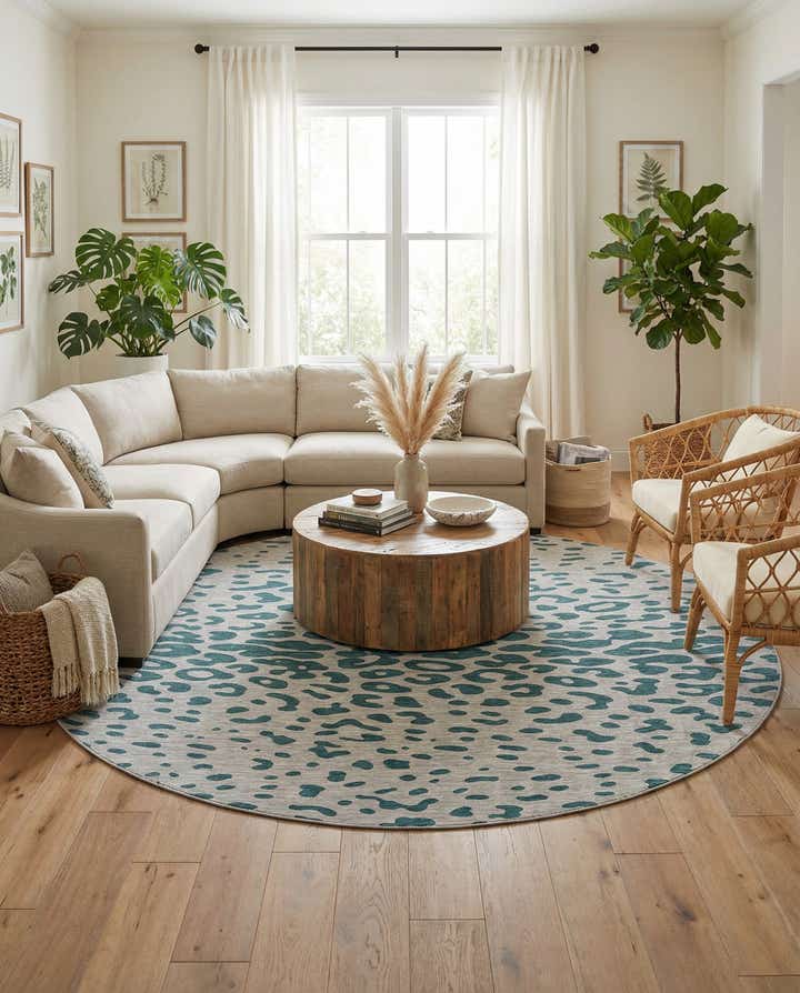 13' x 13' Easy-Clean Safari Indoor / Outdoor Round Rug
