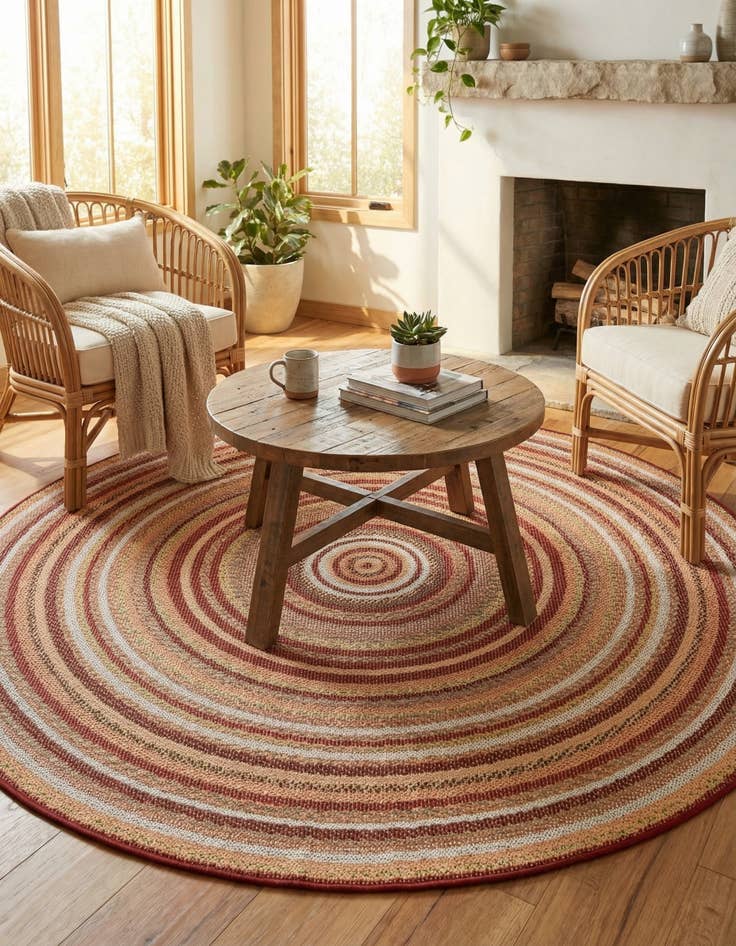 Detail image of 6' x 6'  Washable Baja Indoor / Outdoor Round Rug