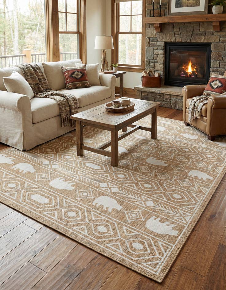 Detail image of 7' 10 x 10' Easy-Clean Southwestern Indoor / Outdoor Rug