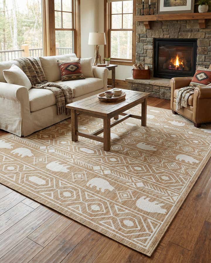 7' 10 x 10' Easy-Clean Southwestern Indoor / Outdoor Rug
