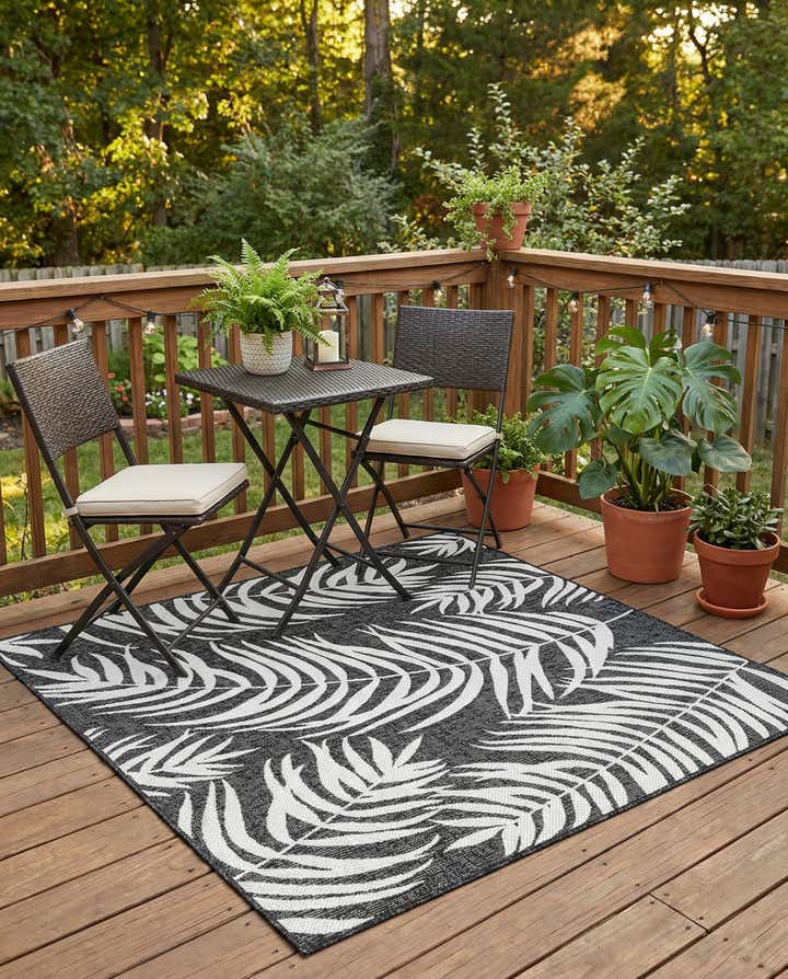 5' 3 x 5' 3 Easy-Clean Botanical Indoor / Outdoor Square Rug