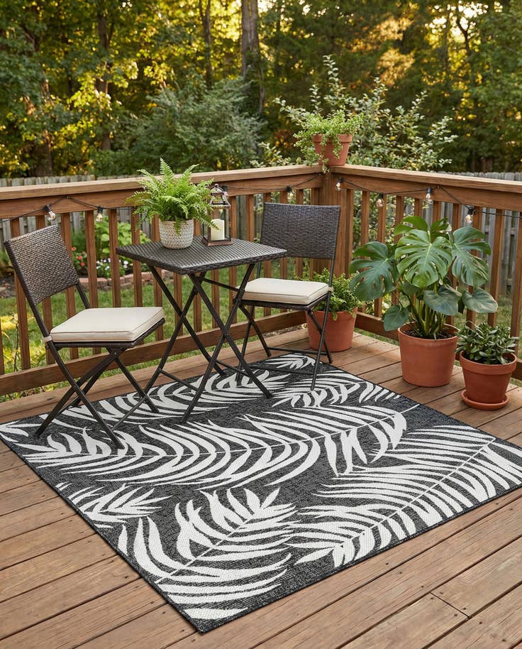 Detail image of 5' 3 x 5' 3 Easy-Clean Botanical Indoor / Outdoor Square Rug