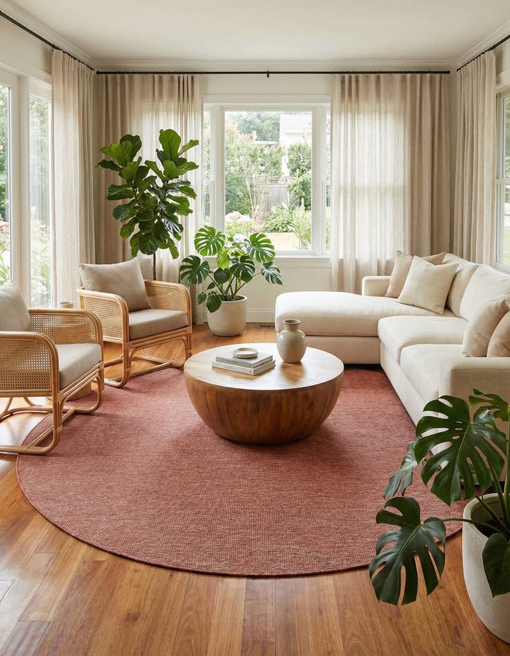 Detail image of  10' 8 x 10' 8  Washable Solid Indoor / Outdoor Round Rug