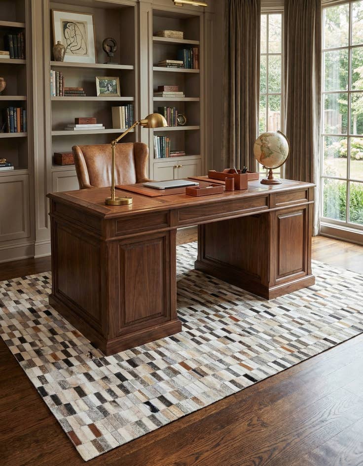 Detail image of 5' 1 x 8' Cowhide Stocks Rug