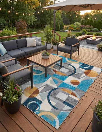 7' 10 x 10' Easy-Clean Modern Indoor / Outdoor Rug