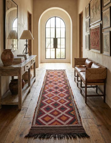 2' 5 x 11' 9 Hand Knotted Kilim Fars Persian Wool Runner Rug