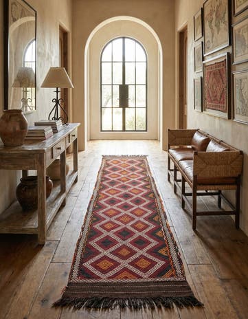 2' 5 x 11' 9 Hand Knotted Kilim Fars Persian Wool Runner Rug