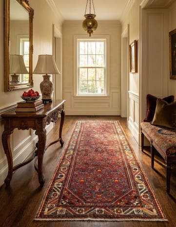 3' 7 x 10' 2 Hamedan Wool Runner Rug