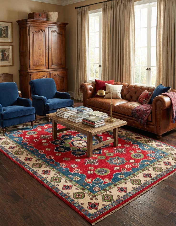 Detail image of  6' 8 x 10'  Hand Knotted Kazak Rug