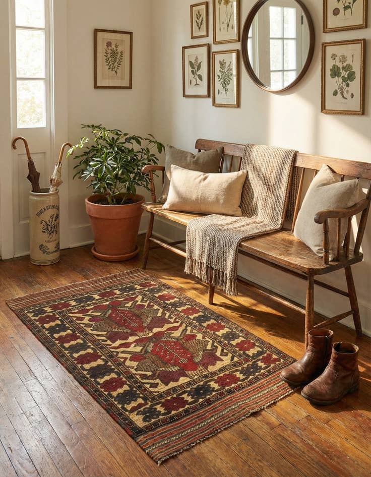 Detail image of  2' 10 x 4' 8  Hand Knotted Sumak Wool Rug