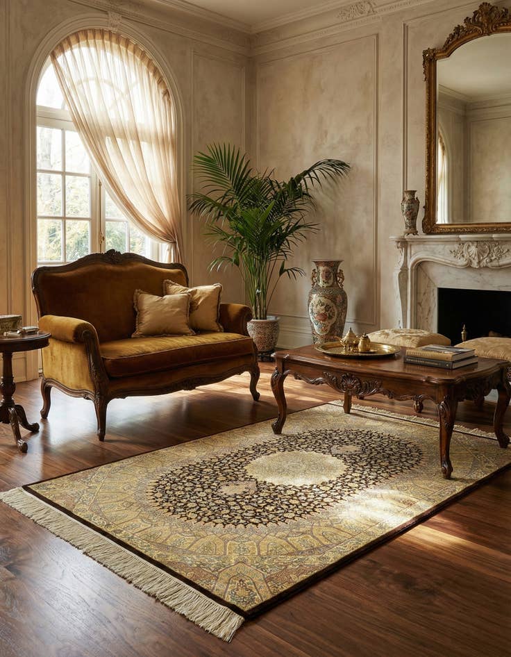 Detail image of 3' 4 x 5' 1 Ghom Silk Rug