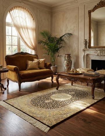 3' 4 x 5' 1 Ghom Silk Rug
