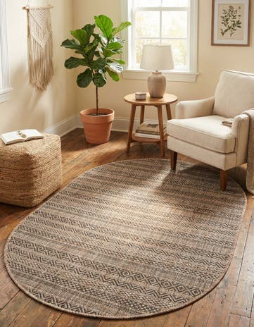 3' x 5' 3 Easy-Clean Ribbon Indoor / Outdoor Oval Rug