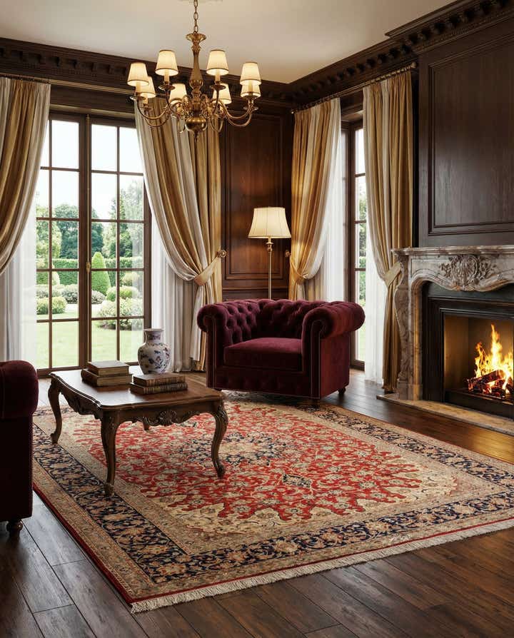 4' 7 x 6' 8 Ghom Silk Rug
