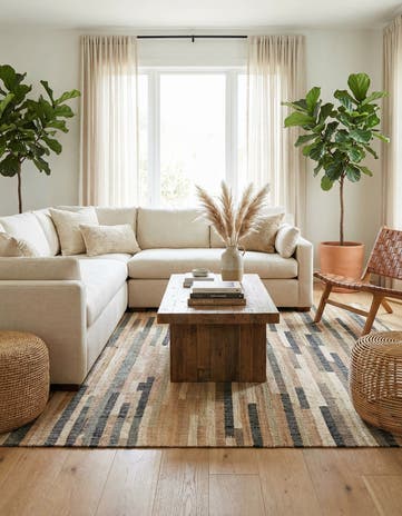 Beige Hand Woven Kala Handwoven Jute Rug