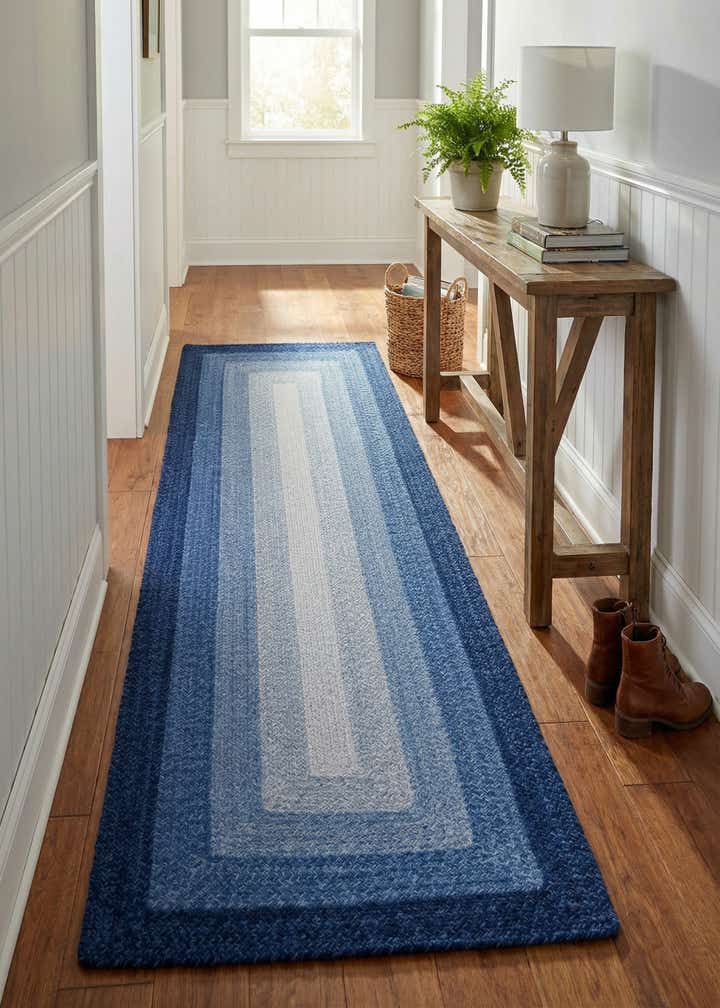 2' 7 x 8' Hand Braided Wool Runner Rug