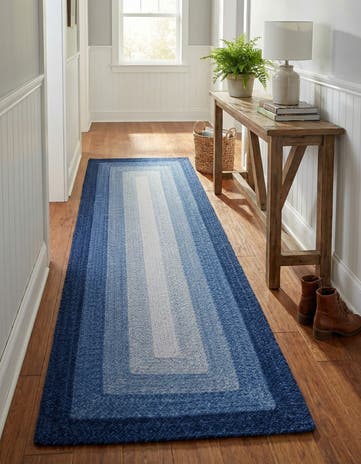 2' 7 x 8' Hand Braided Wool Runner Rug