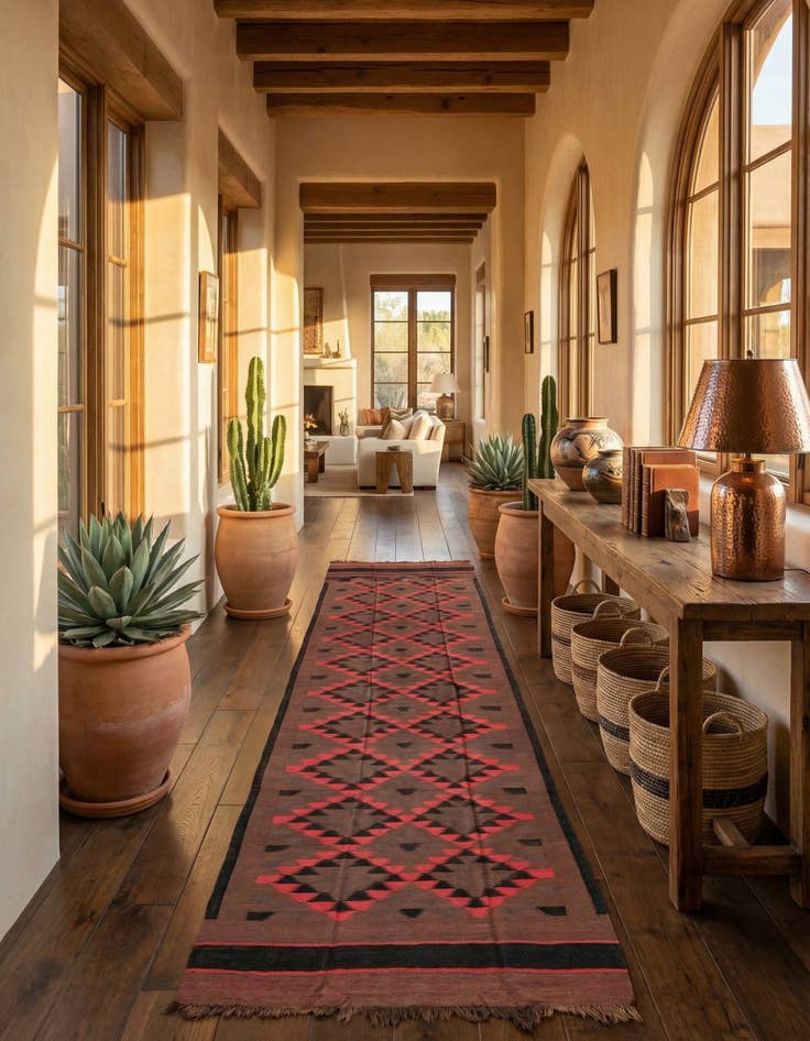 Detail image of 4' 6 x 15'  Hand Woven Kilim Fars Wool Runner Rug