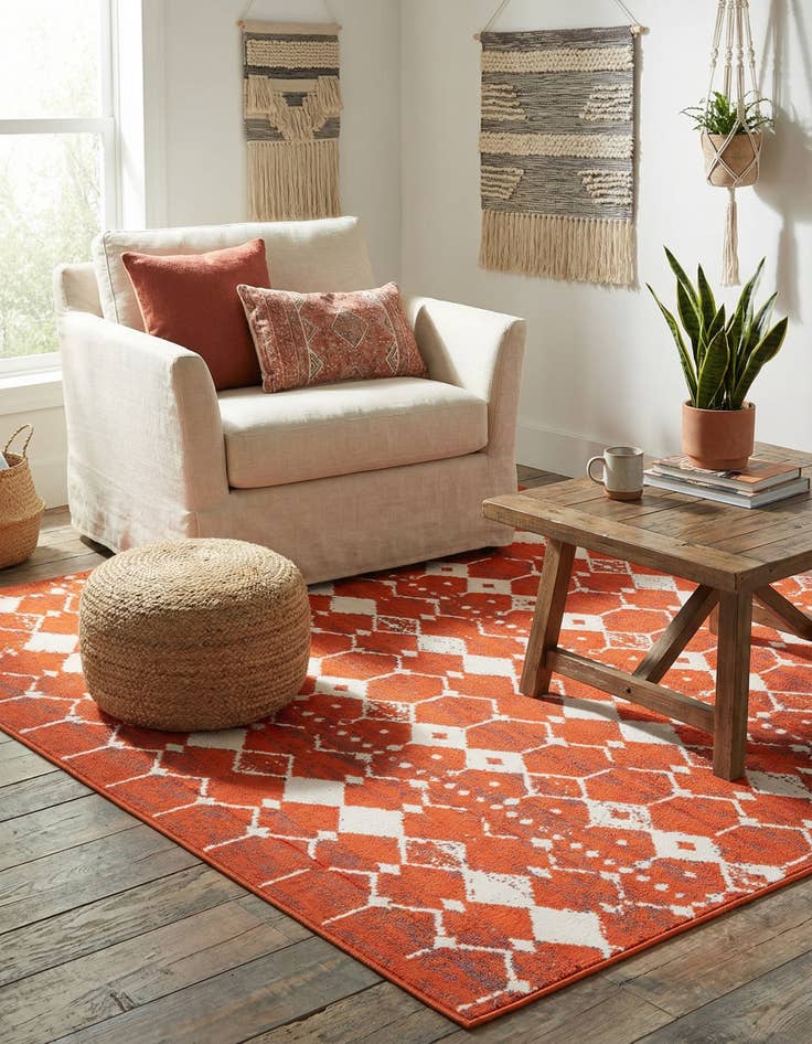 Detail image of 6' x 9' Easy-Clean Trellis Indoor / Outdoor Rug
