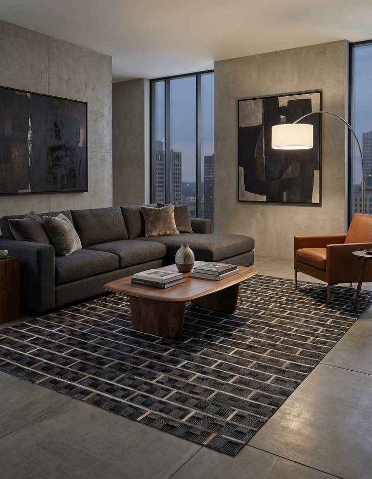 Detail image of  5' 1 x 7' 9 Cowhide - Patchwork Rug