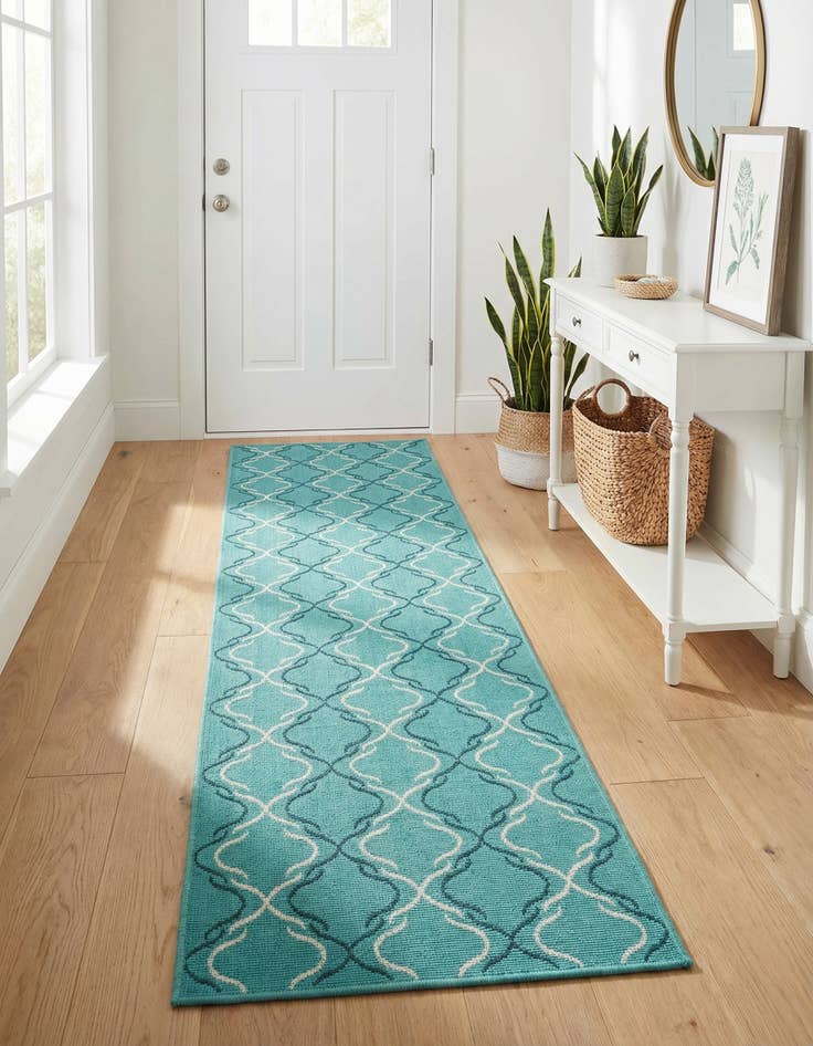 Detail image of 2' x 8'  Washable Trellis Indoor / Outdoor Runner Rug