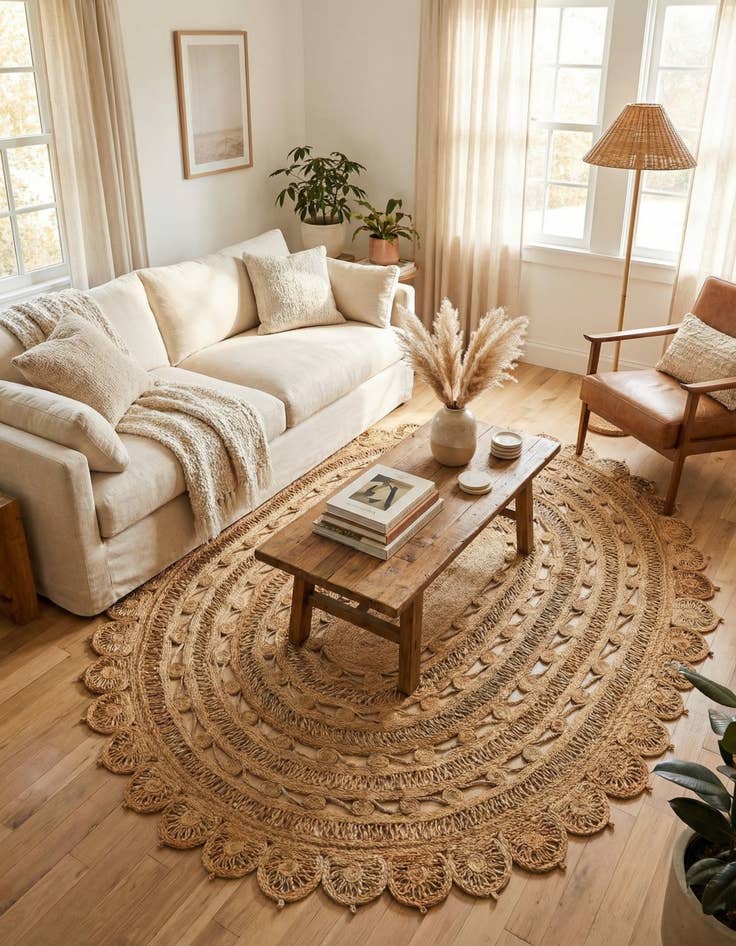 Detail image of 7' 10 x 10'  Hand Braided Jute Oval Rug