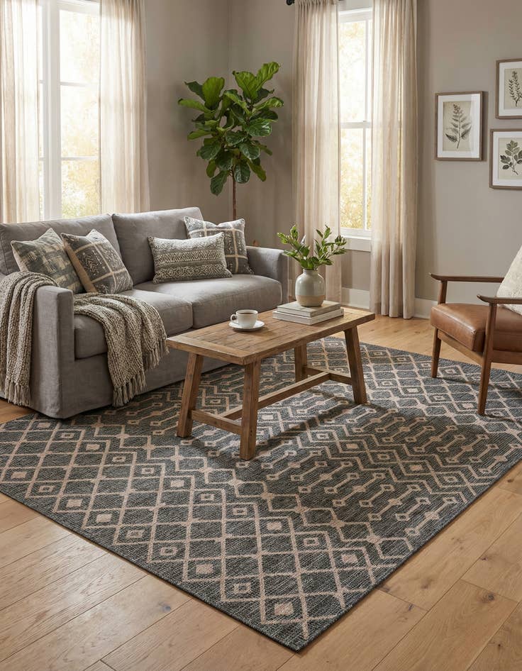 Detail image of 7' x 10'  Washable Trellis Indoor / Outdoor Rug