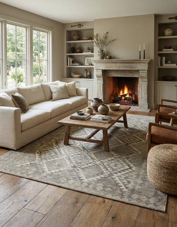 6' 8 x 9' 11 Hand Woven Kilim Maymana Wool Rug
