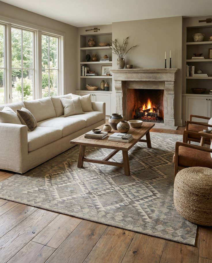 Detail image of 6' 8 x 9' 11 Hand Woven Kilim Maymana Wool Rug