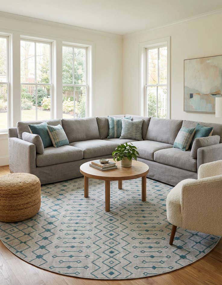 Detail image of 10' 8 x 10' 8  Washable Trellis Indoor / Outdoor Round Rug