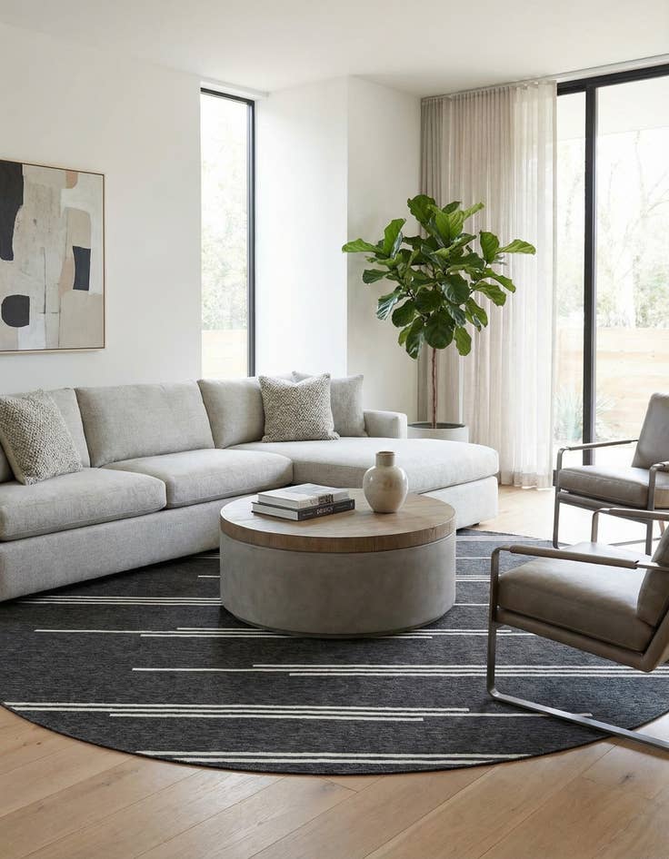 Detail image of 13' x 13'  Washable Modern Indoor / Outdoor Round Rug