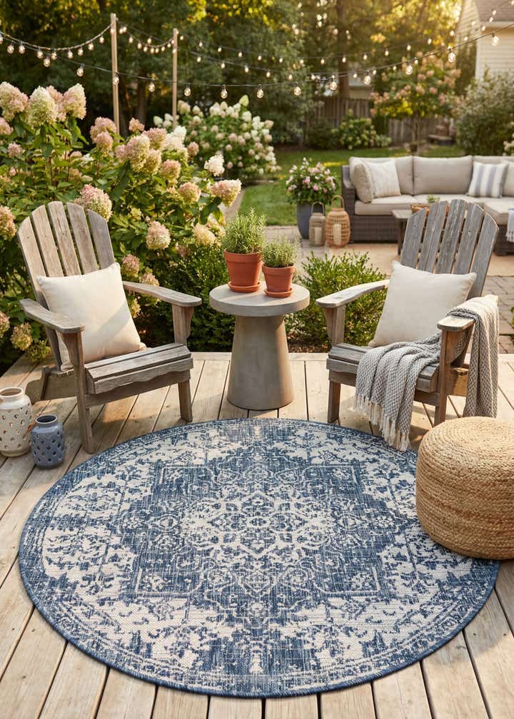 4' x 4' Easy-Clean Jill Zarin Dubai Indoor / Outdoor Round Rug