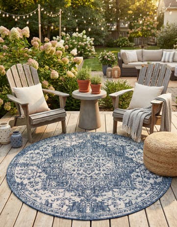 4' x 4' Easy-Clean Jill Zarin Dubai Indoor / Outdoor Round Rug