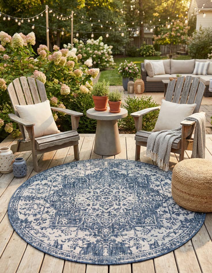 Detail image of 4' x 4'  Washable Jill Zarin Dubai Indoor / Outdoor Round Rug