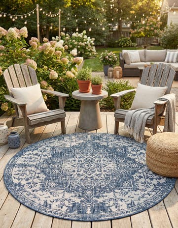 4' x 4' Easy-Clean Jill Zarin Dubai Indoor / Outdoor Round Rug