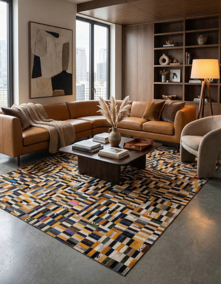 Detail image of  5' 2 x 7' 10 Cowhide - Patchwork Rug