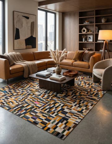 5' 2 x 7' 10 Cowhide - Patchwork Rug