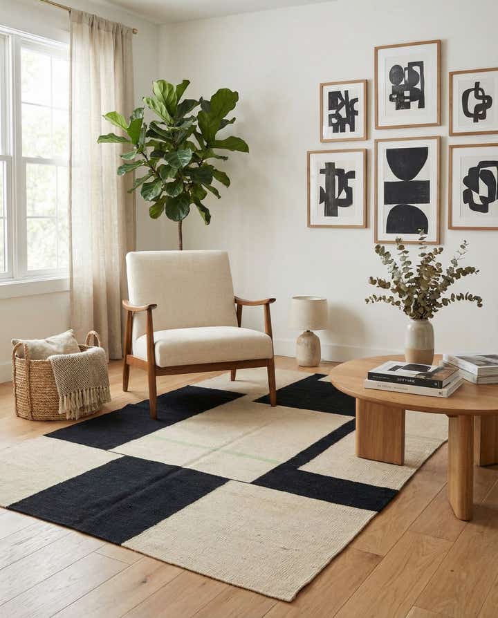 4' x 5' 10 Hand Woven Kilim Modern Wool Rug