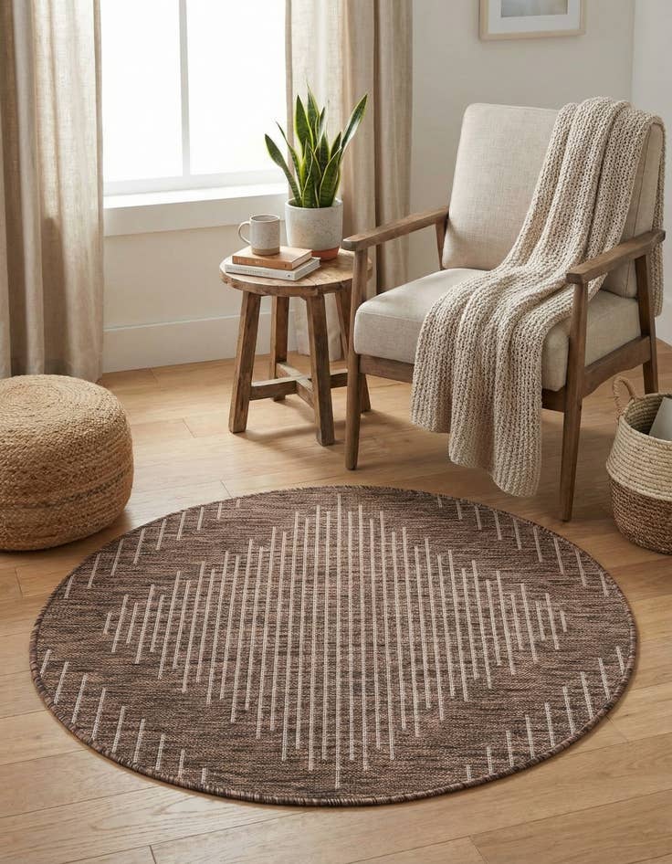 Detail image of  3' x 3'  Washable Modern Indoor / Outdoor Round Rug