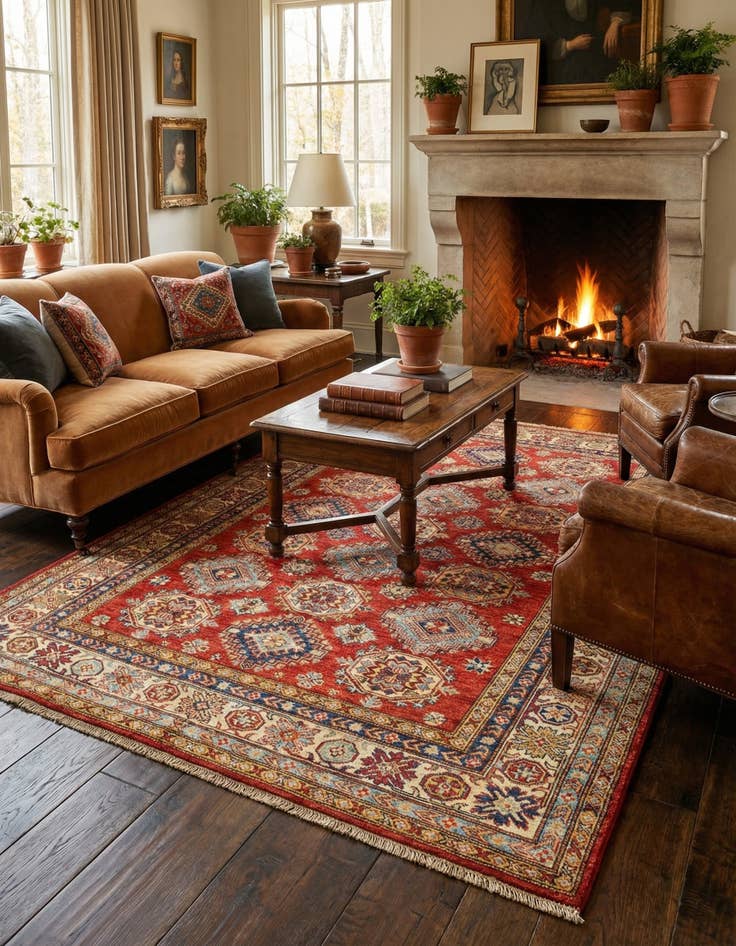 Detail image of 4' 11 x 6' 7 Kazak Wool Rug