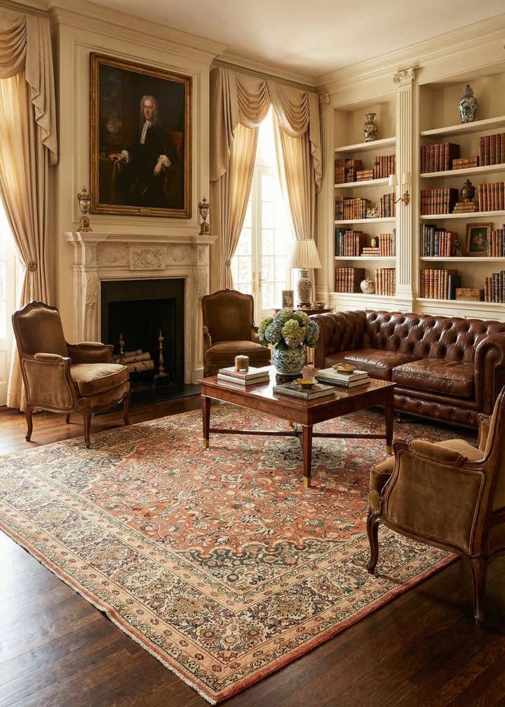 10' 6 x 13' 9 Hand Knotted Sarough Persian Wool Rug