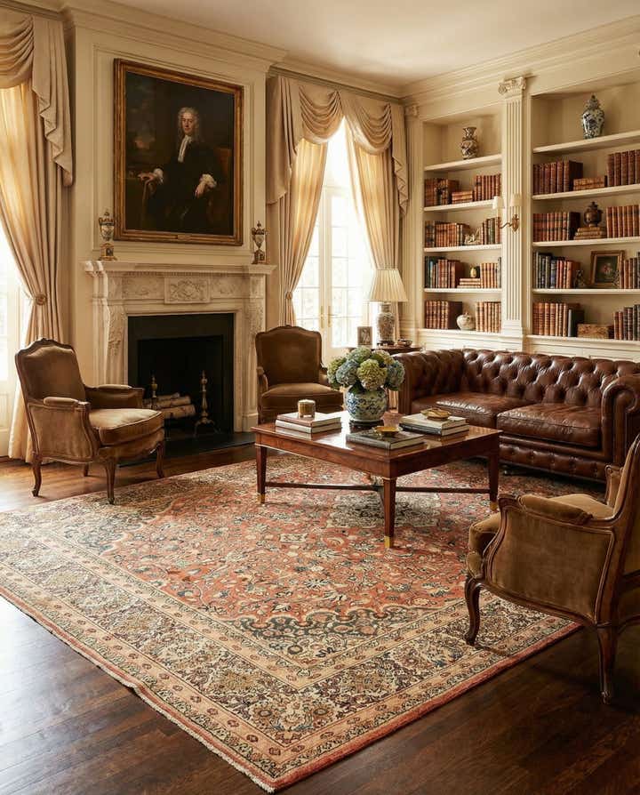 10' 6 x 13' 9 Hand Knotted Sarough Persian Wool Rug