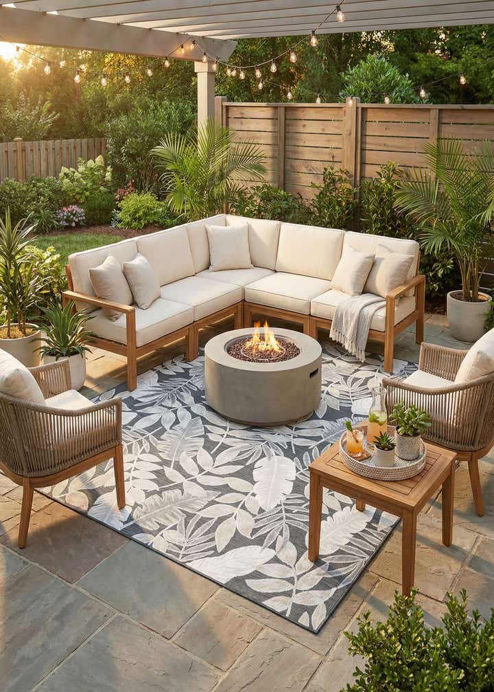 8' 2 x 10' Easy-Clean Botanical Indoor / Outdoor Rug