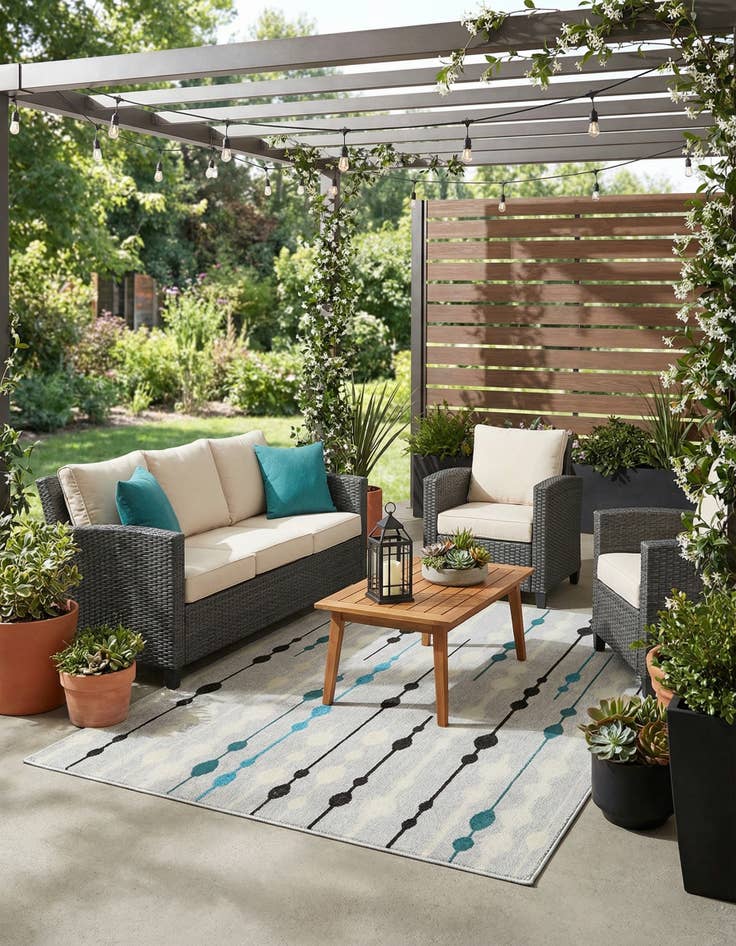 Detail image of  4' x 6'  Washable Modern Indoor / Outdoor Rug