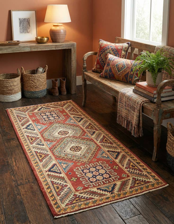 Detail image of 2' 9 x 4'  Hand Knotted Kazak Rug