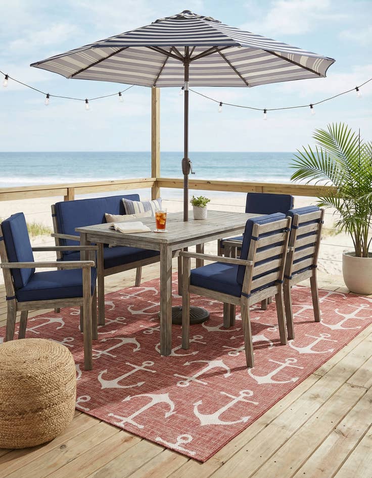 Detail image of  7' 10 x 11'  Washable Coastal Indoor / Outdoor Rug