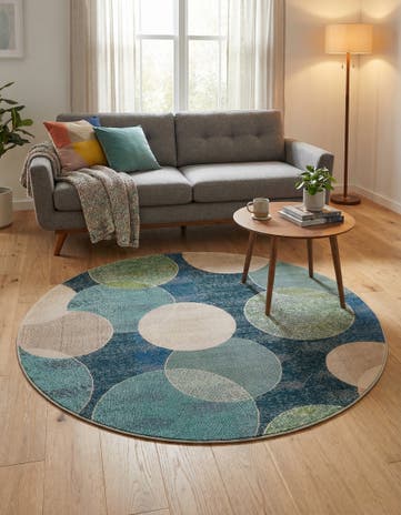 8' x 8' Washable Theia Round Rug